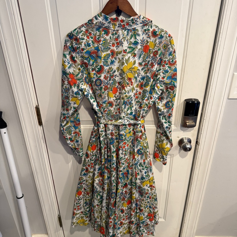 Boden Kitty Midi Long Sleeve Button-up Shirtdress In Ivory Lemon Fizz - Picture 6 of 6
